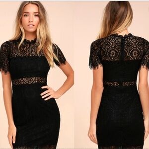 Lulus black lace dress, size small
